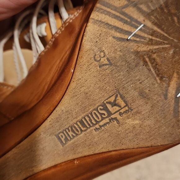 Pikolinos Women's White & Tan Heeled Sandals Size 37 US 6.5 - Picture 9 of 11